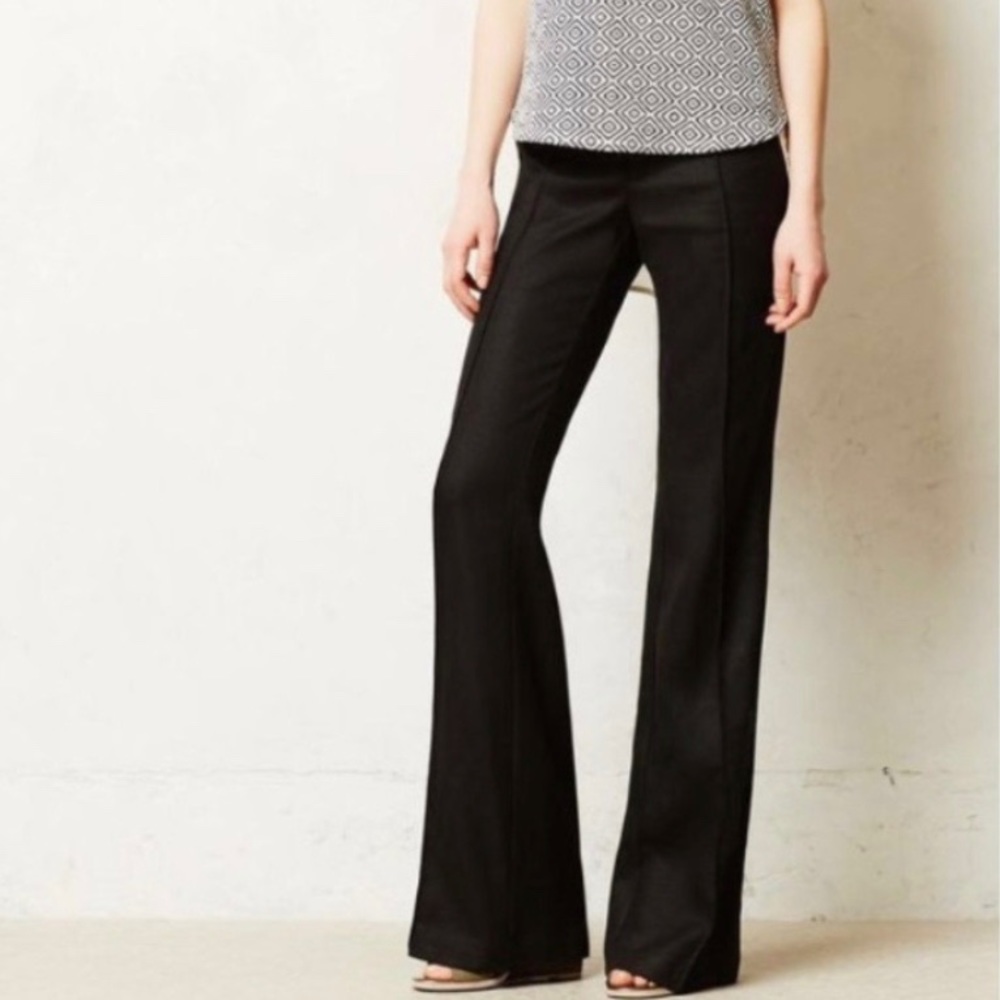 SOLD-Anthropologie Black Bootcut Trouser Pants - Picture 1 of 11
